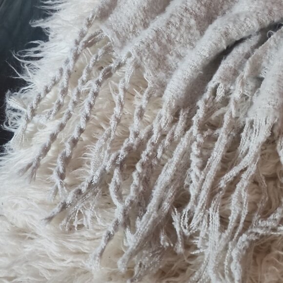 Anthropologie Mer Sea Chunky Knit Gradient Ombre Gray Blanket Scarf Shawl - Picture 5 of 9